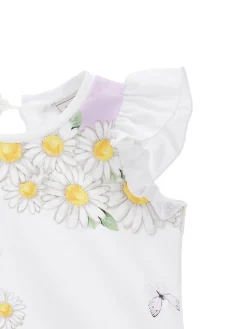Abito jersey con balza in tulle
