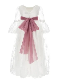 Abito lungo pizzo tulle ricamato