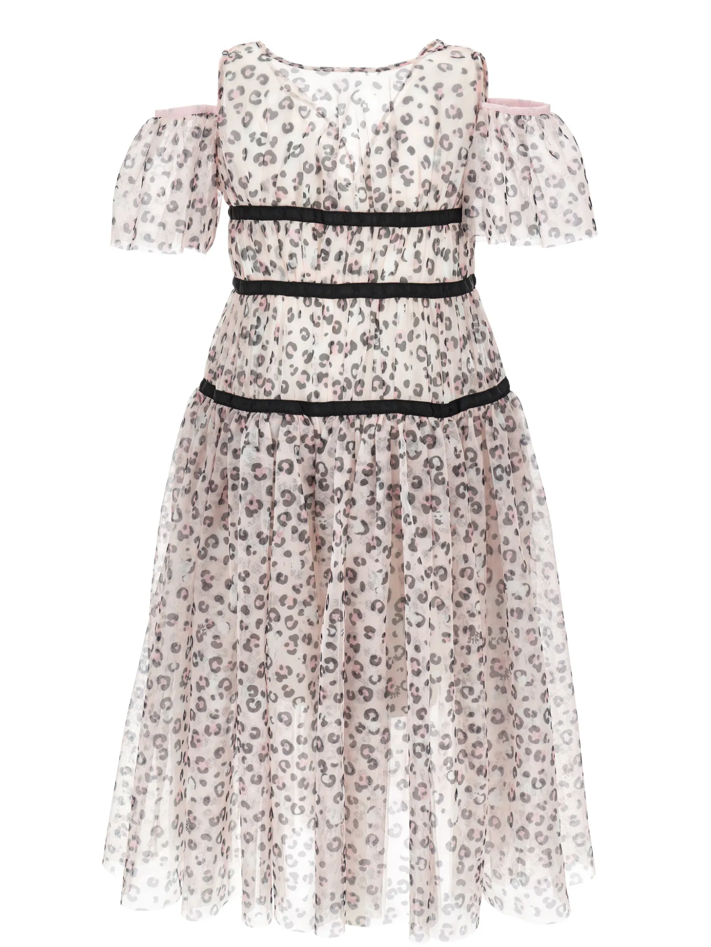 Abito lungo tulle animalier