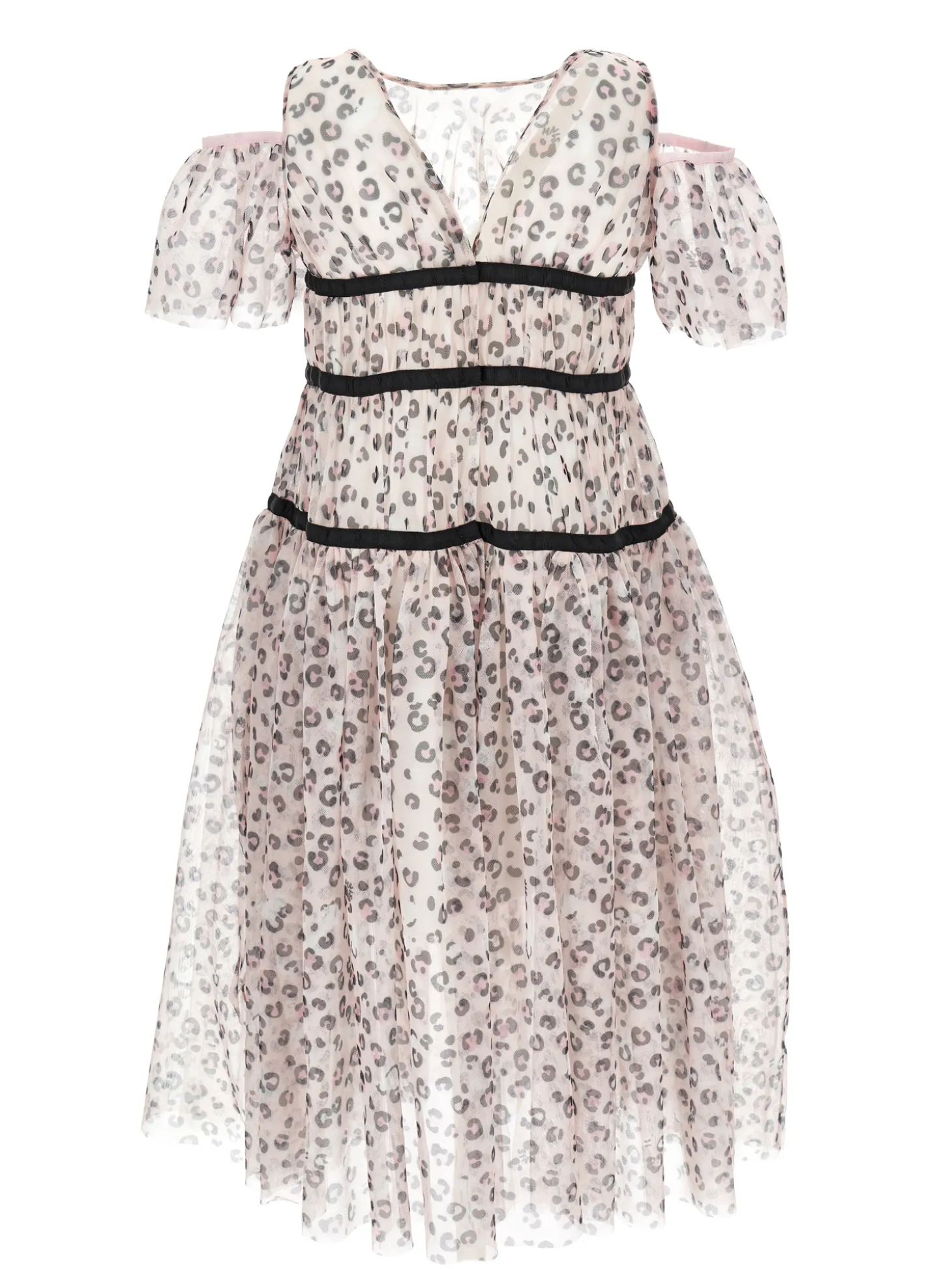 Abito lungo tulle animalier