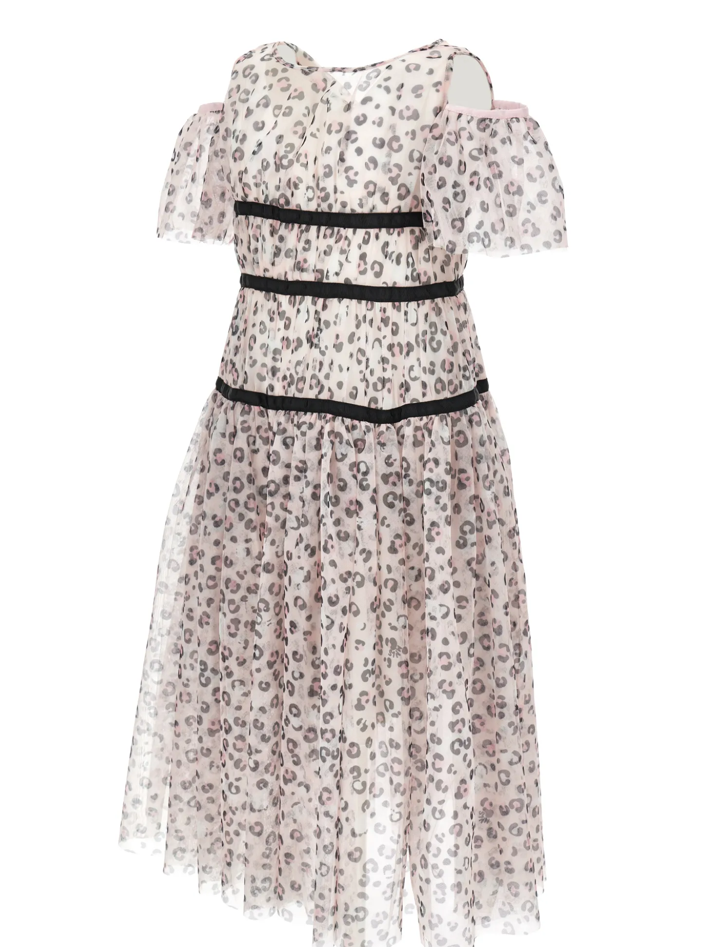 Abito lungo tulle animalier