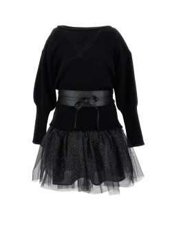 Abito maglia e lurex con cintura