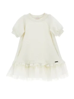Abito matelassé con balza tulle