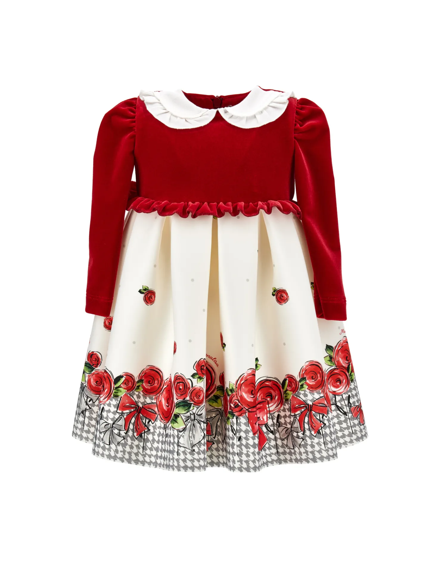 Abito piede de poule con rose