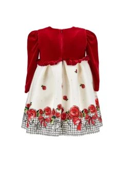 Abito piede de poule con rose