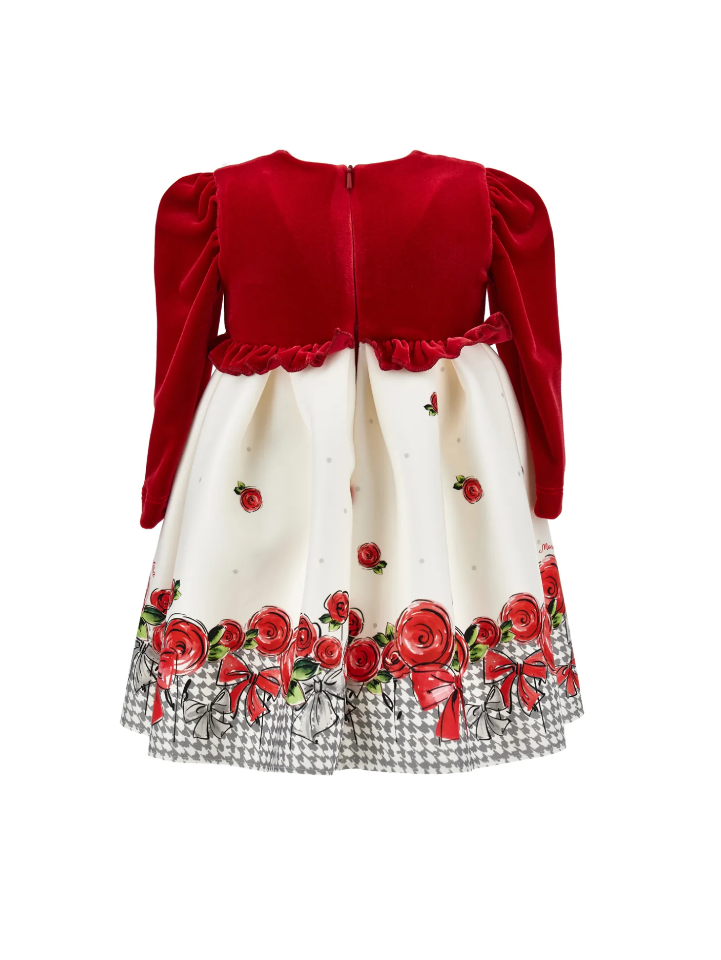 Abito piede de poule con rose