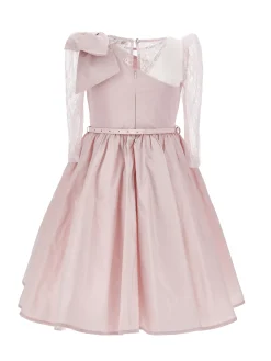 Abito taffeta con maniche in pizzo