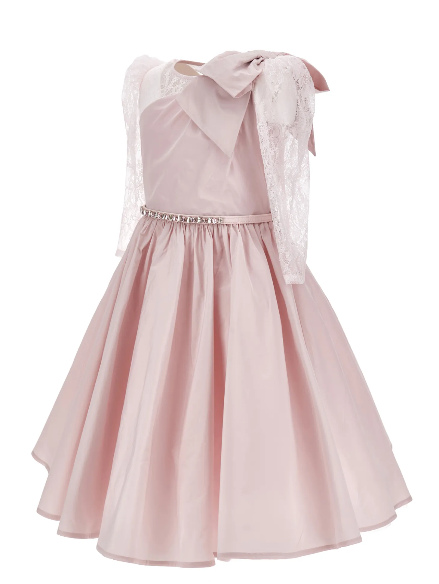 Abito taffeta con maniche in pizzo