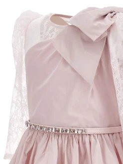 Abito taffeta con maniche in pizzo