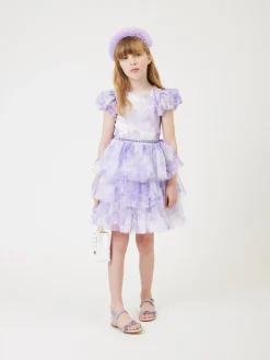 Abito tulle fiori monocolori