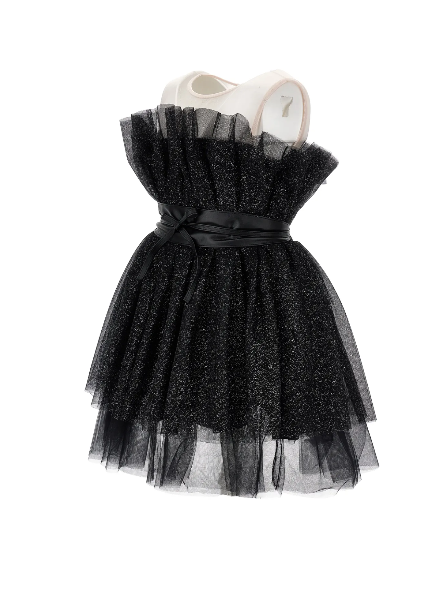 Abito tulle lurex con cintura