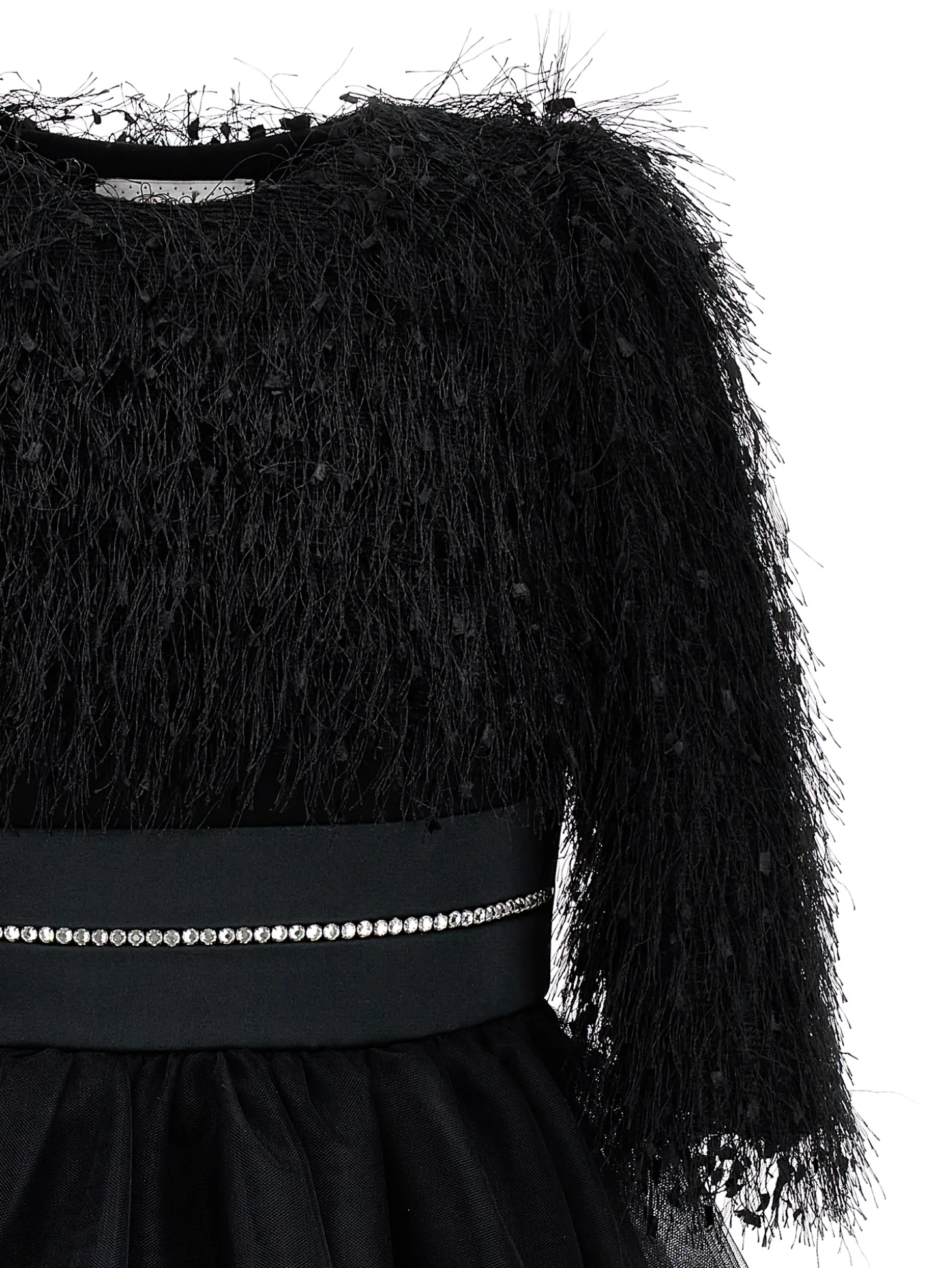 Abito tulle manoseta con frangette