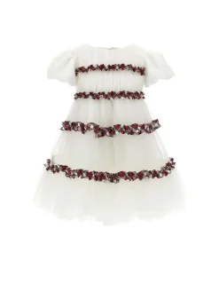 Abito tulle plissè rouches tartan