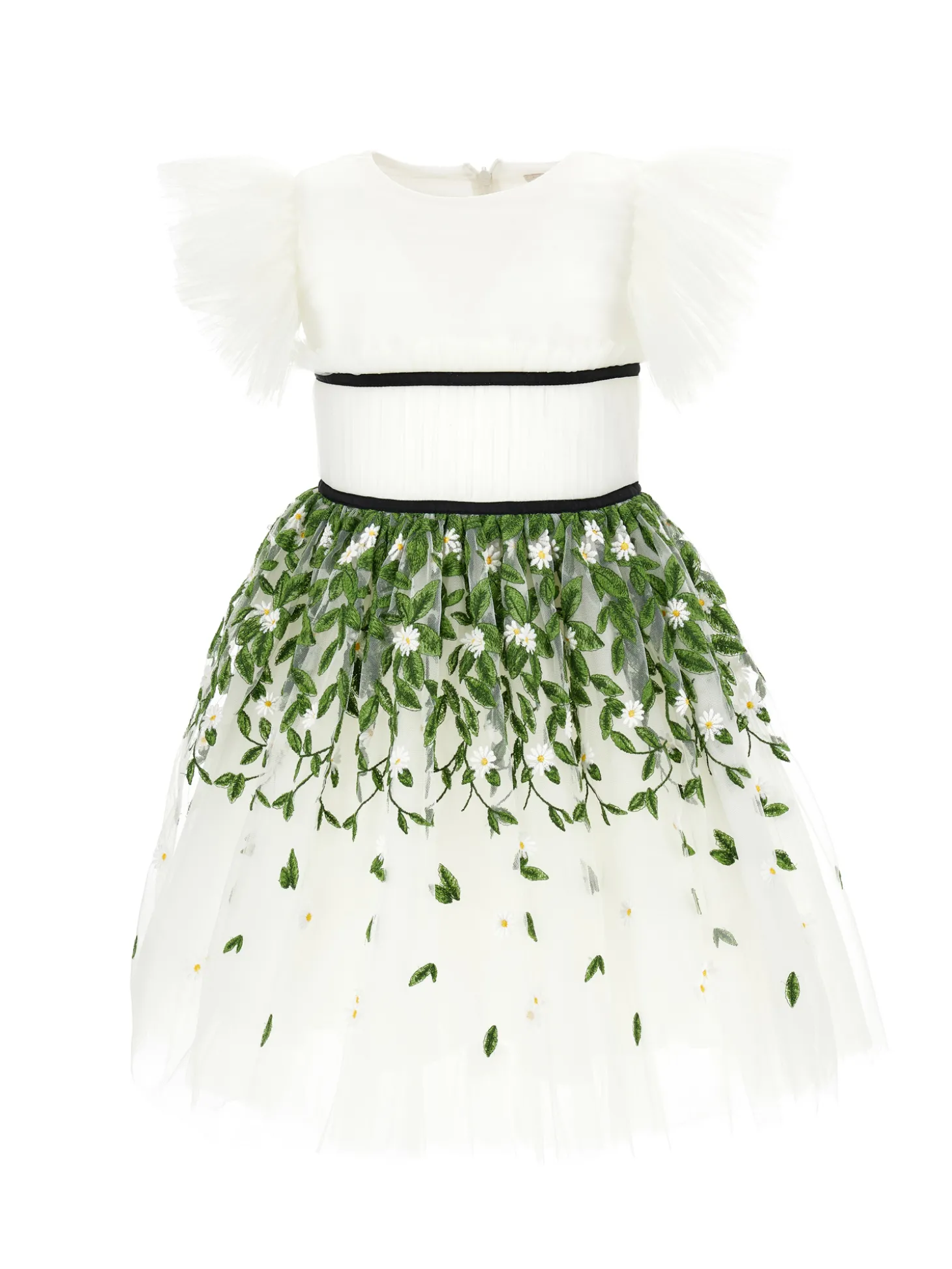 Abito tulle ricamo foglioline