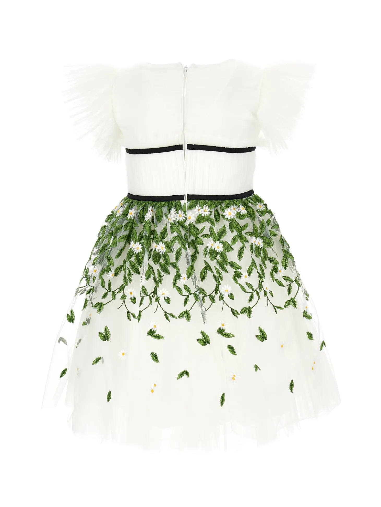 Abito tulle ricamo foglioline