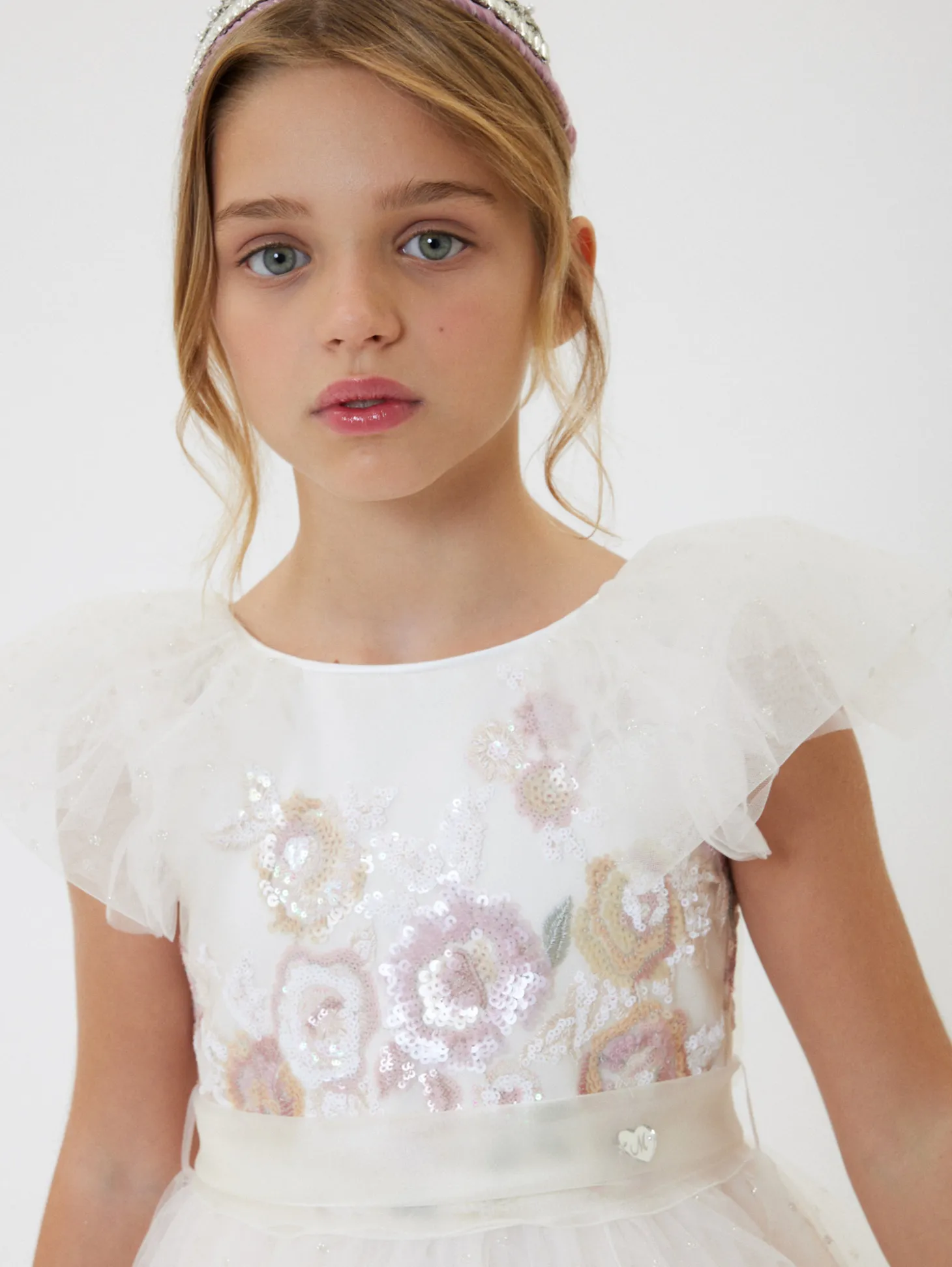 Abito tulle ricamo paillettes