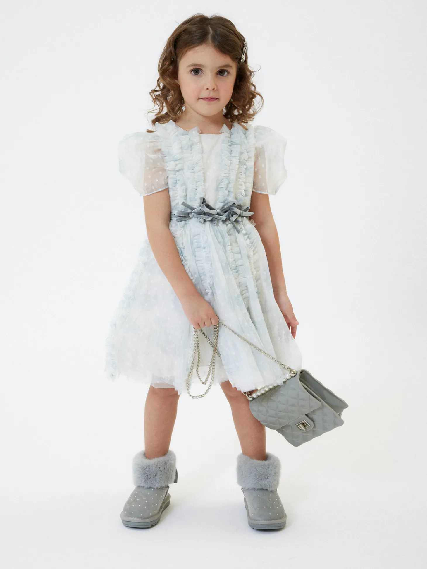 Abito tulle rouches pois
