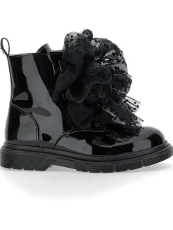 Anfibi pelle con fiocchi tulle