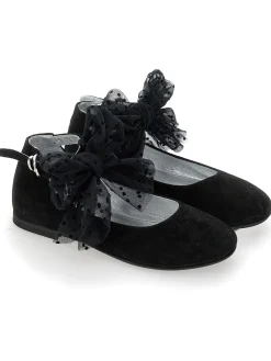 Ballerine camoscio con fiocco