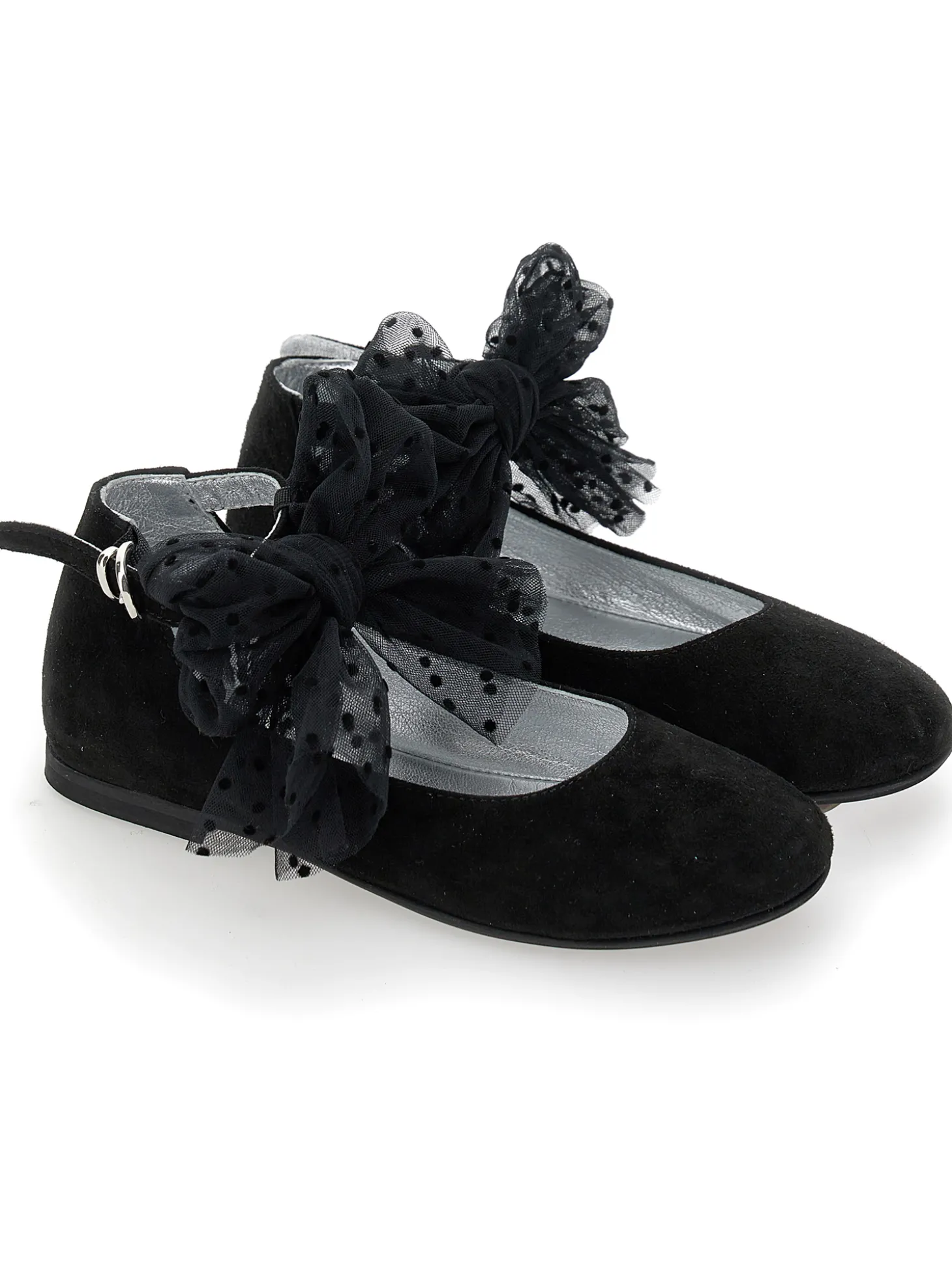 Ballerine camoscio con fiocco