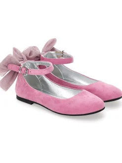 Ballerine camoscio con fiocco