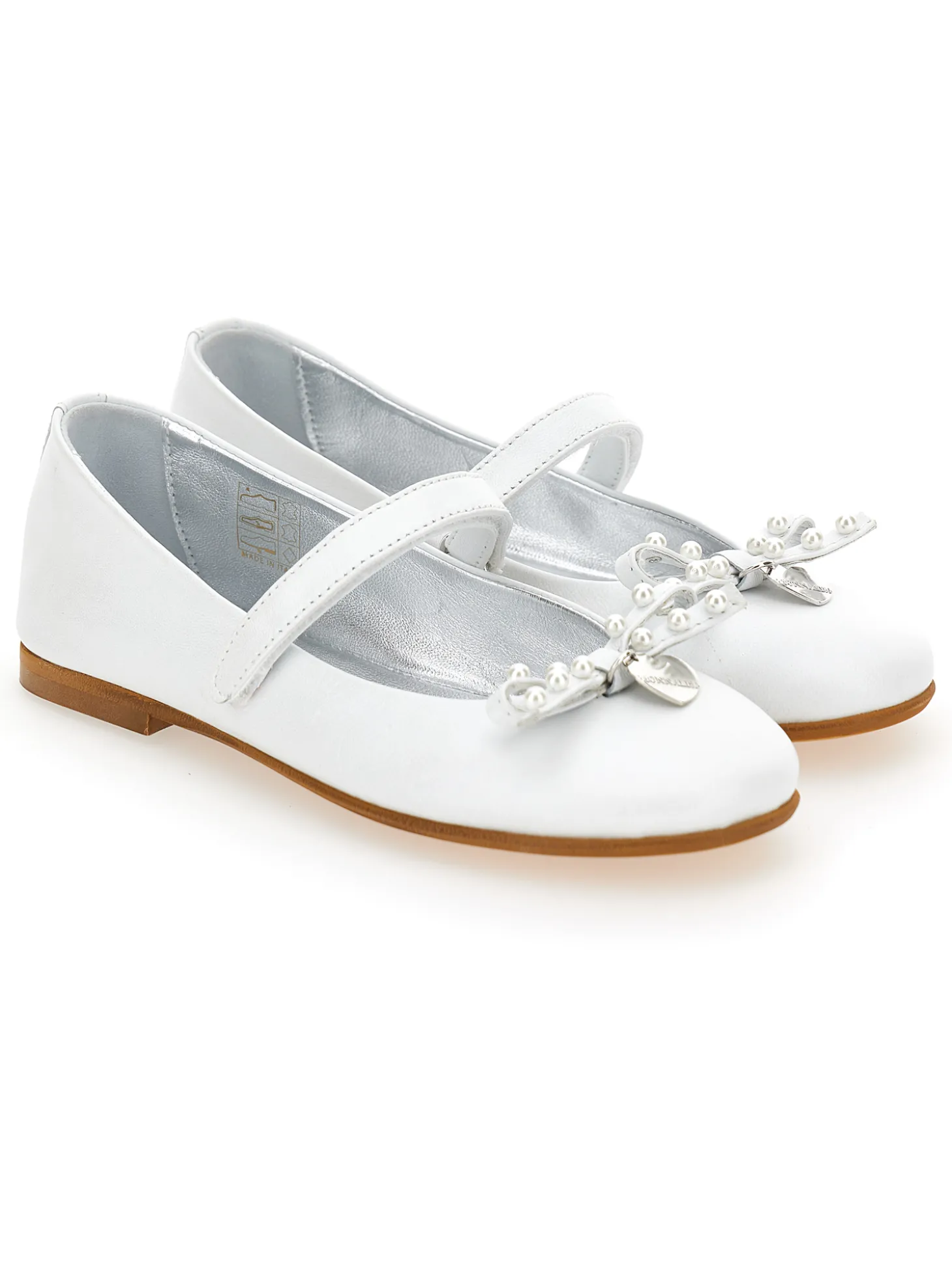 Ballerine in pelle perlata con fiocco