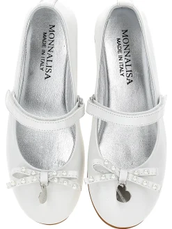 Ballerine in pelle perlata con fiocco