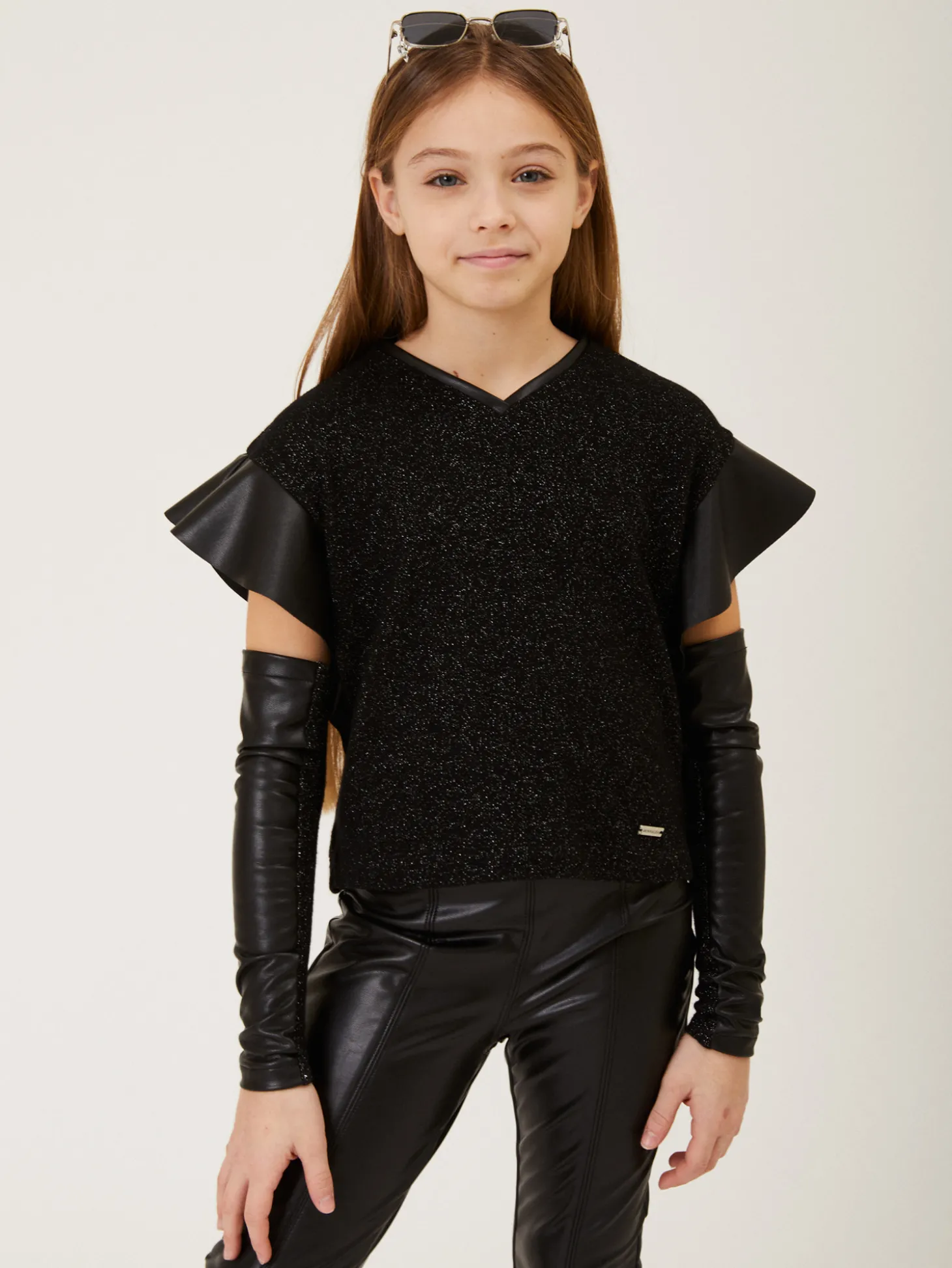 Blusa lurex con manicotti