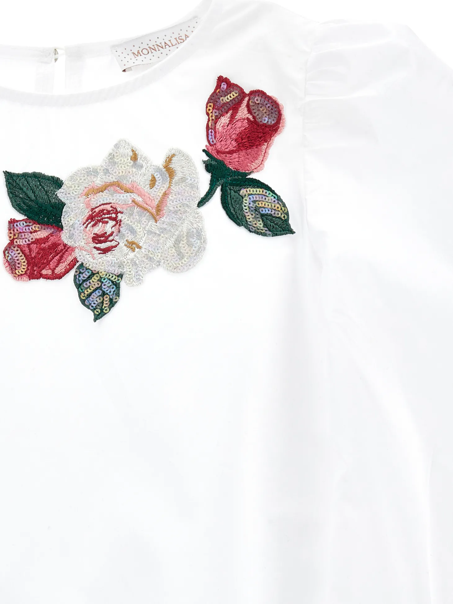 Blusa popeline con rose ricamate