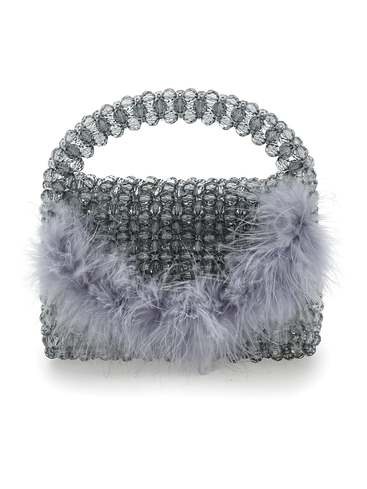 Borsa crystal con piume