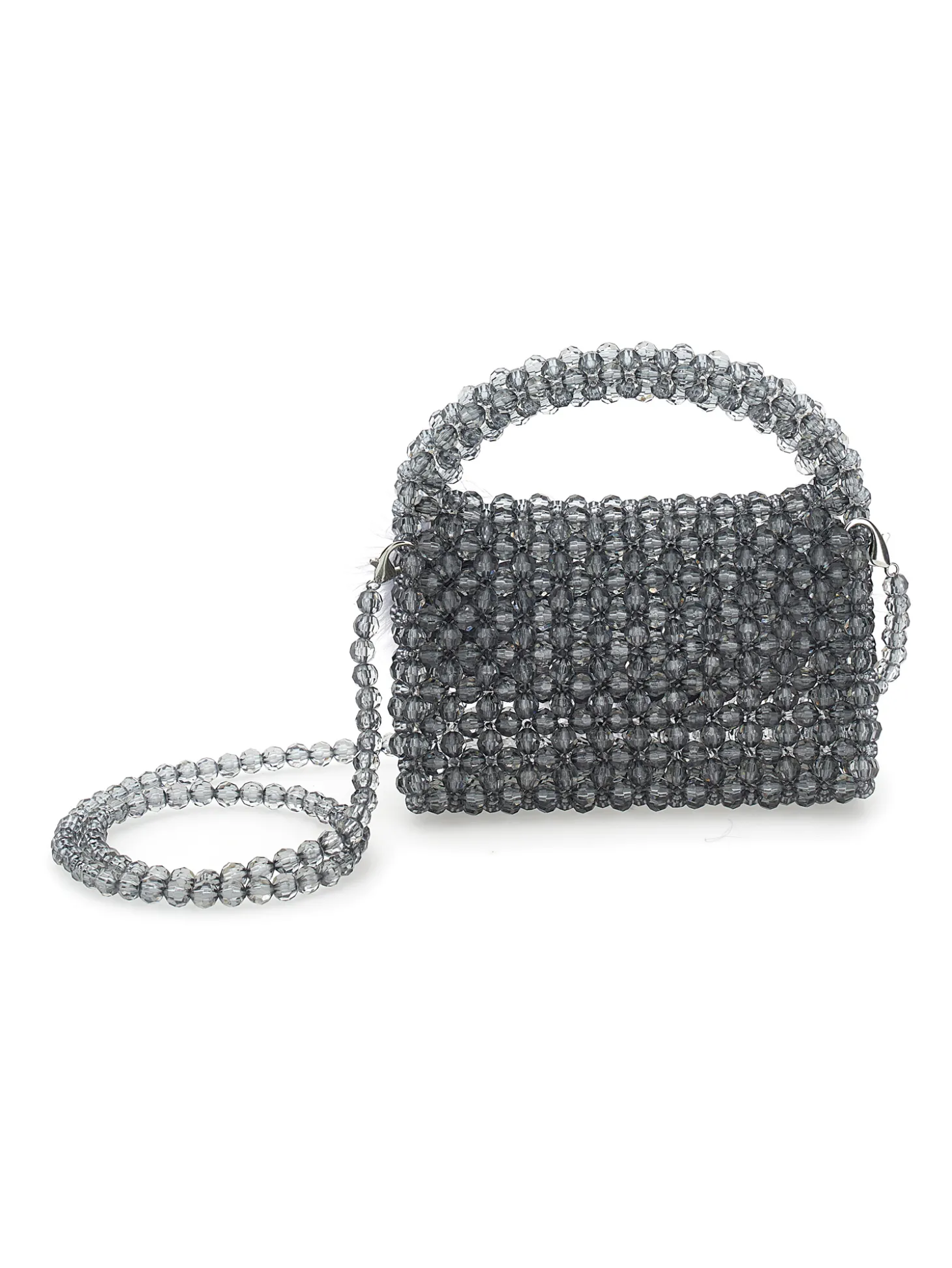 Borsa crystal con piume