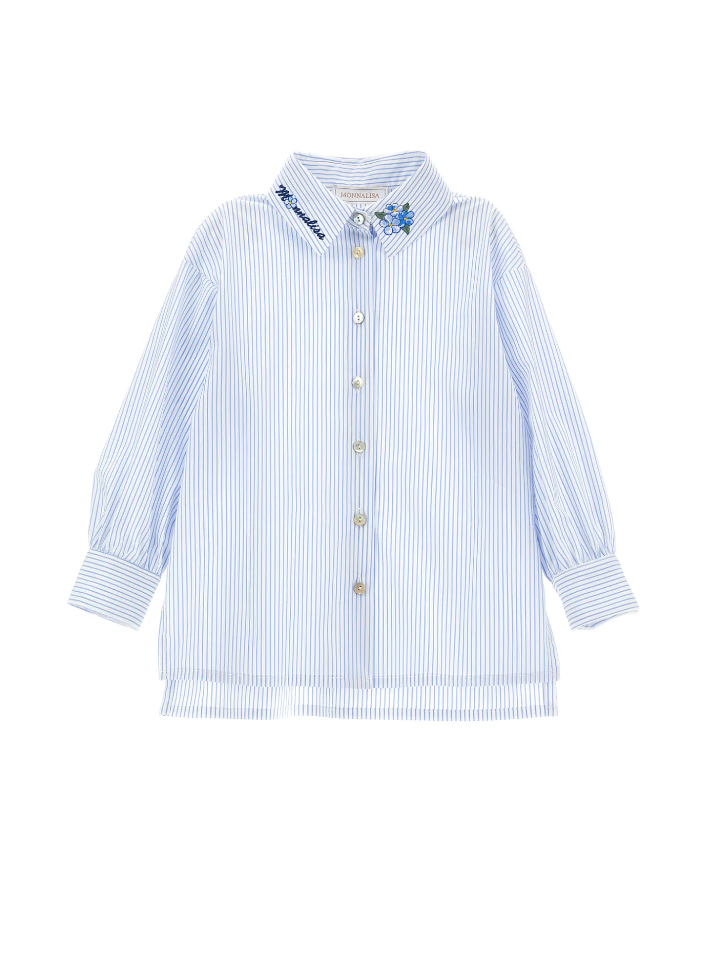 Camicia cotone con colletto ricamato