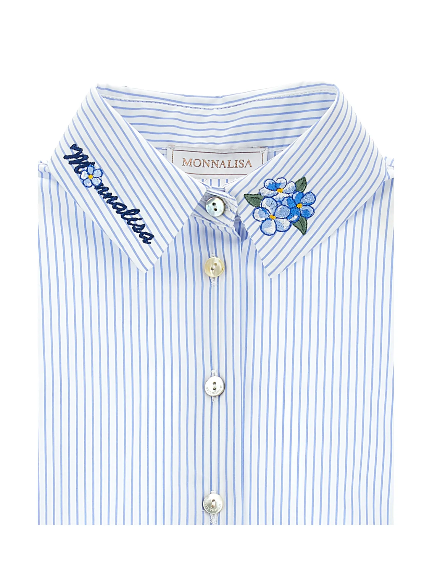 Camicia cotone con colletto ricamato