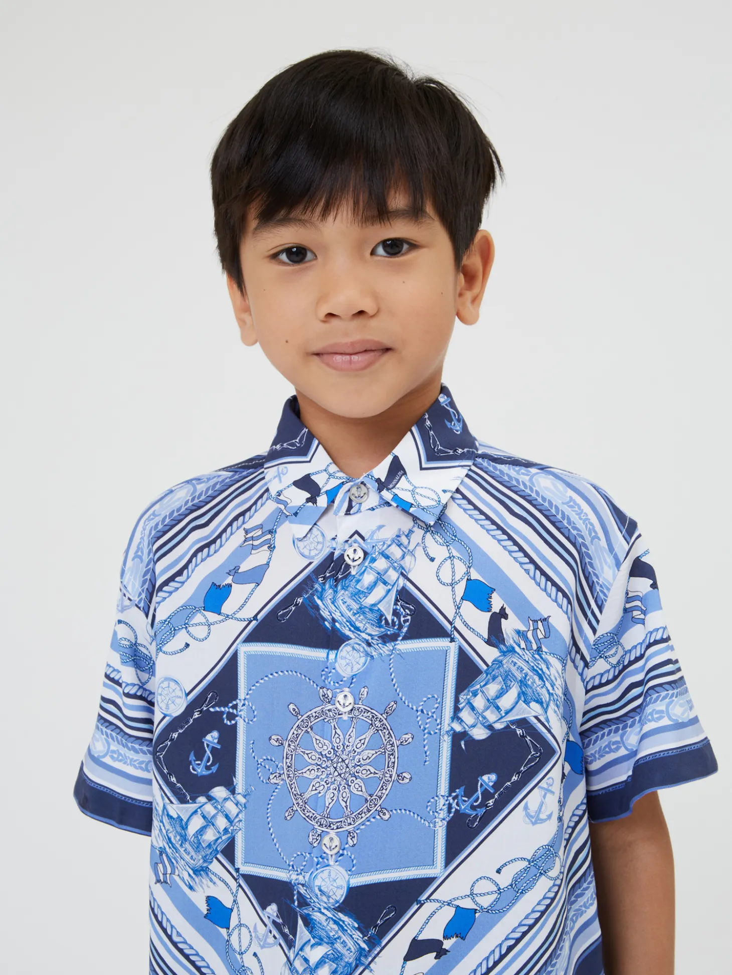 Camicia viscosa stampa marine