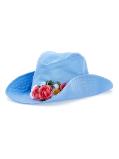 Cappello gabardina con fiori e borchiette