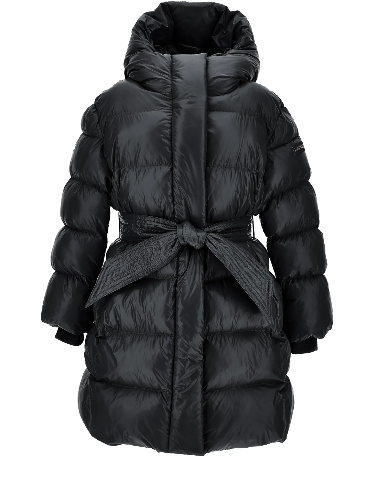 Cappotto imbottito con cintura a nastro