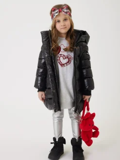 Cappotto imbottito con cintura a nastro
