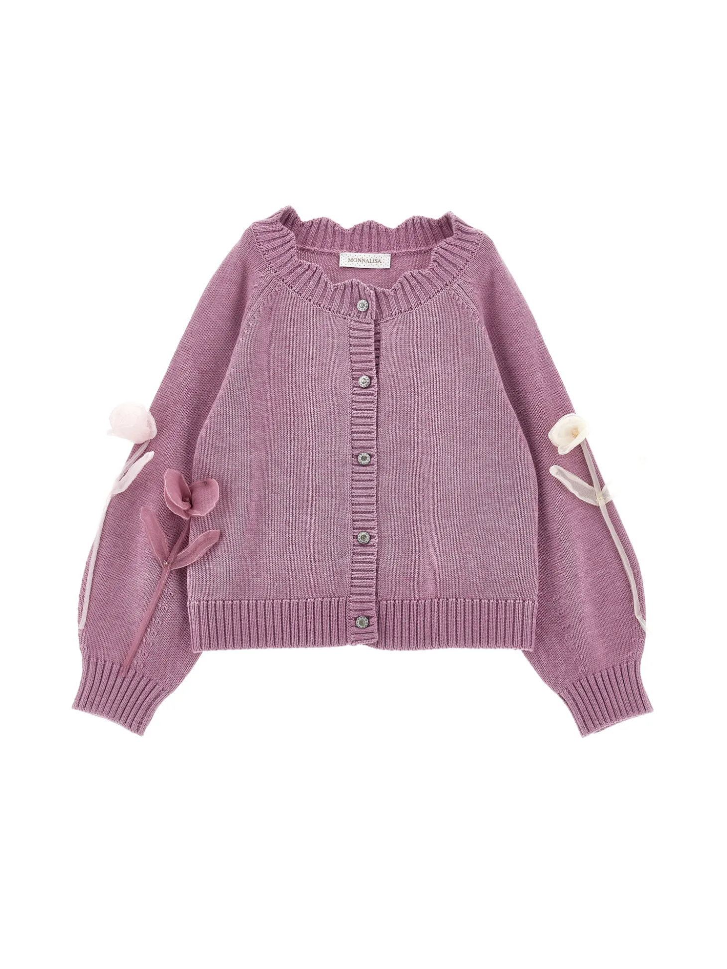 Cardigan fiori a intarsio