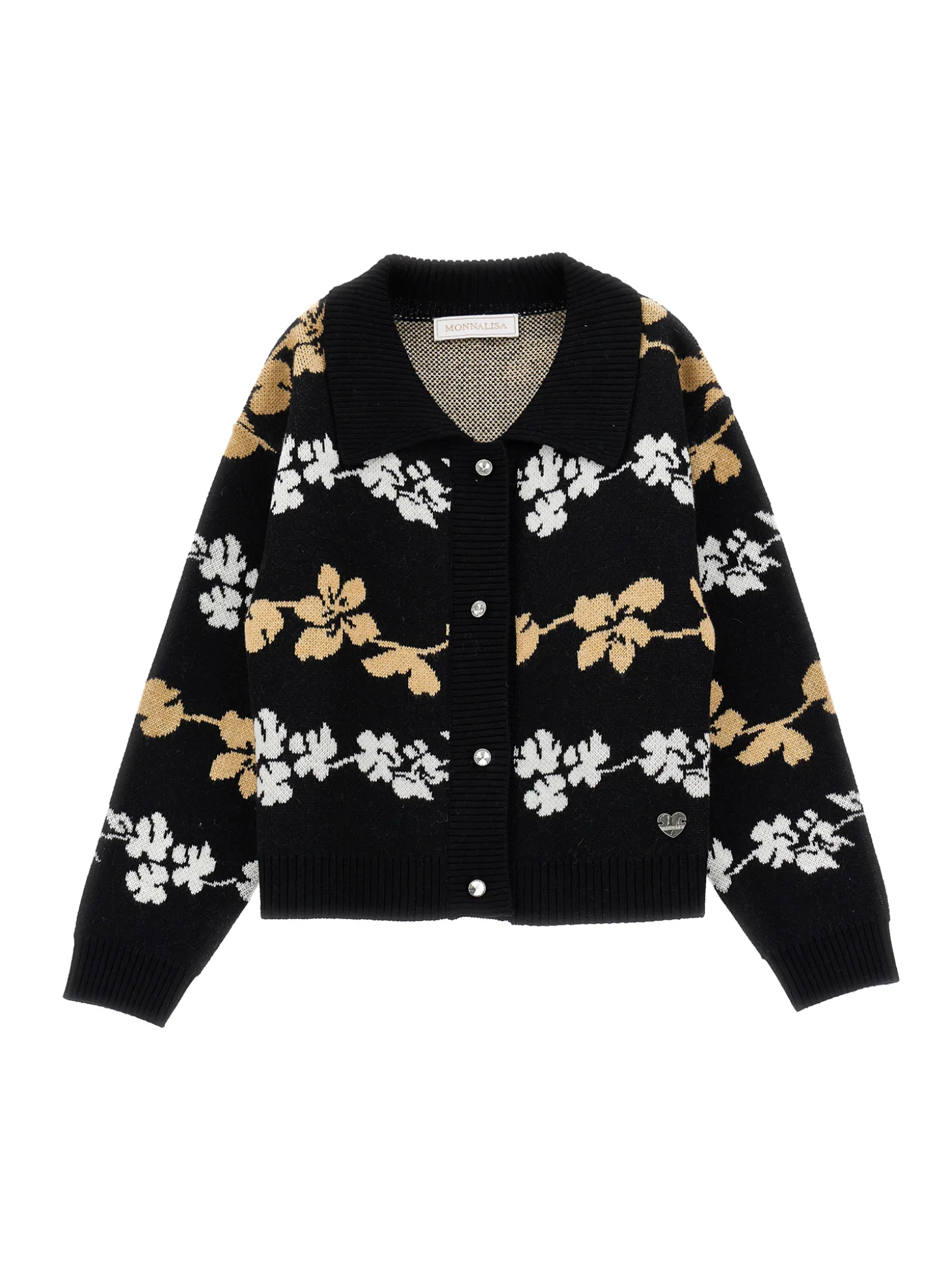 Cardigan jacquard con colletto