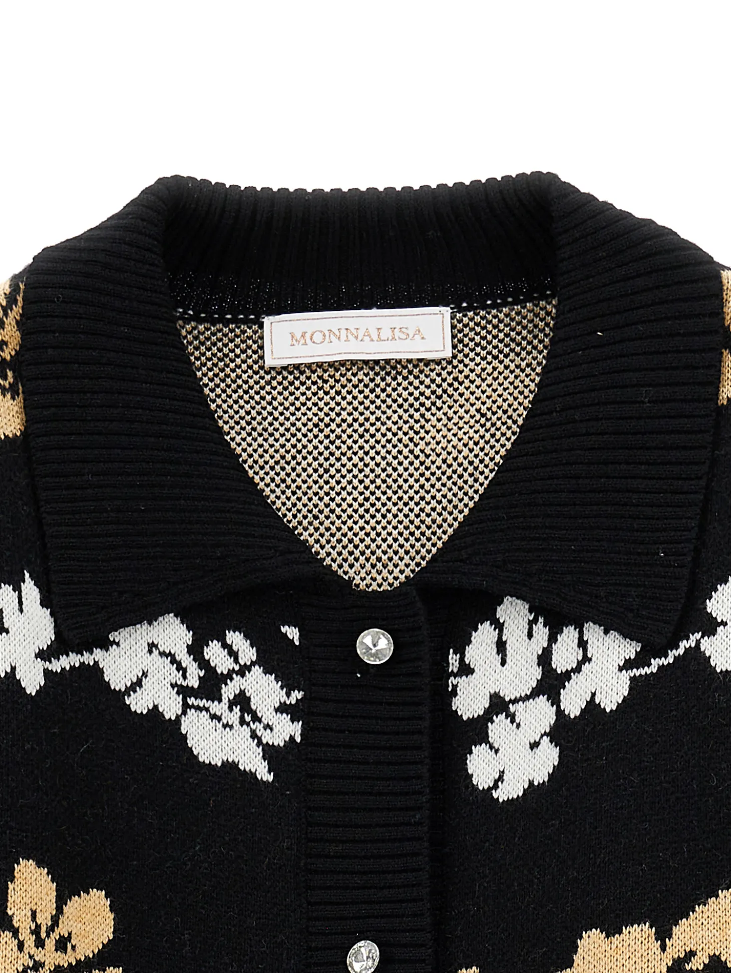 Cardigan jacquard con colletto