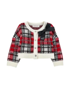 Cardigan misto lana tartan