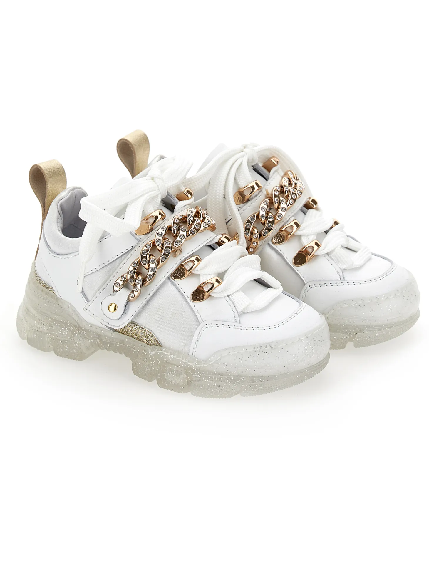 Chunky raso pelle con catena strass