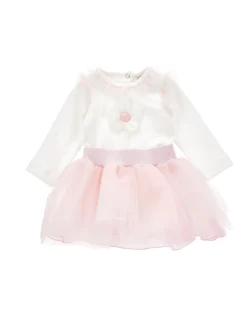 Completo 2 pezzi con tulle e fiore applicato