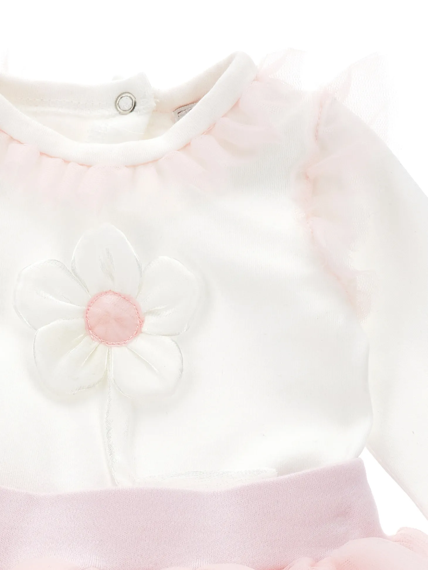 Completo 2 pezzi con tulle e fiore applicato