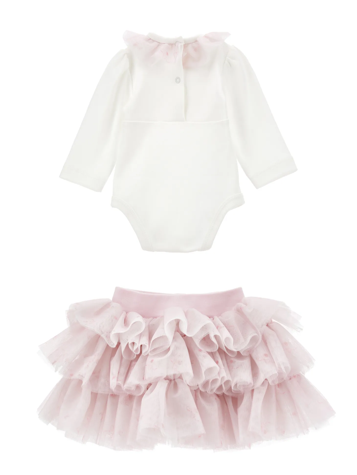 Completo 2 pezzi ricamato con tulle stampato