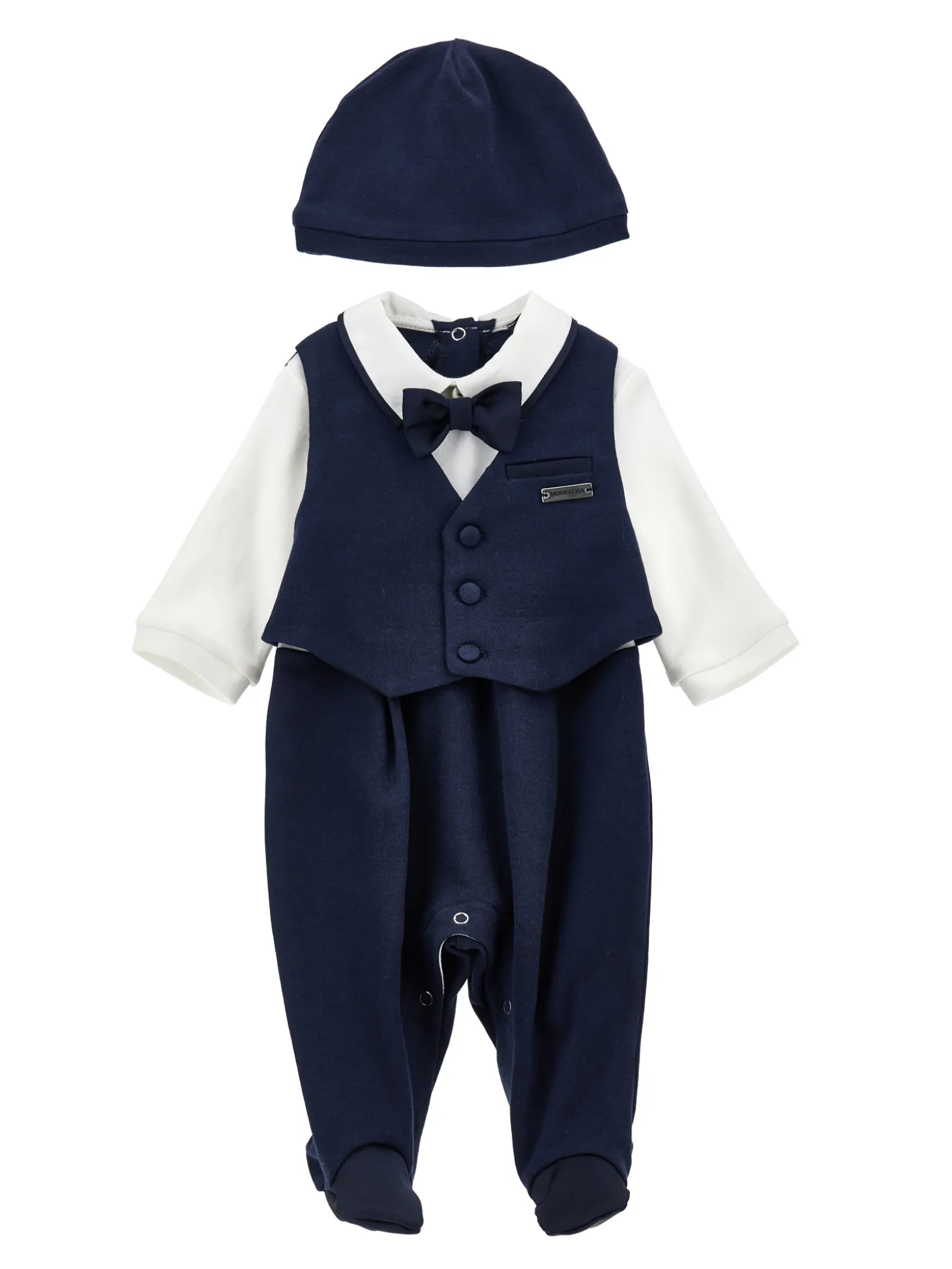 Completo tutina elegante con cuffietta e papillon