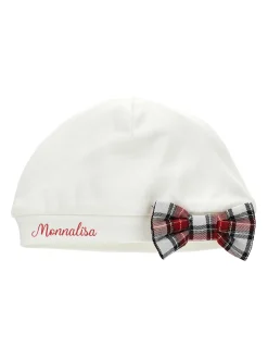 Cuffietta jersey con fiocco tartan