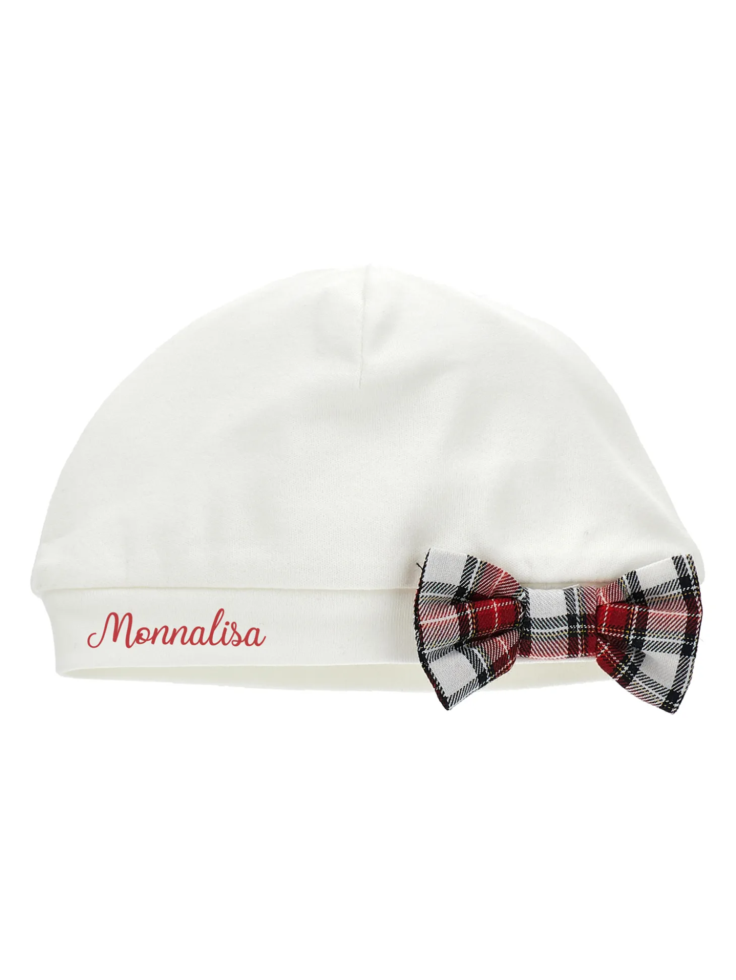 Cuffietta jersey con fiocco tartan