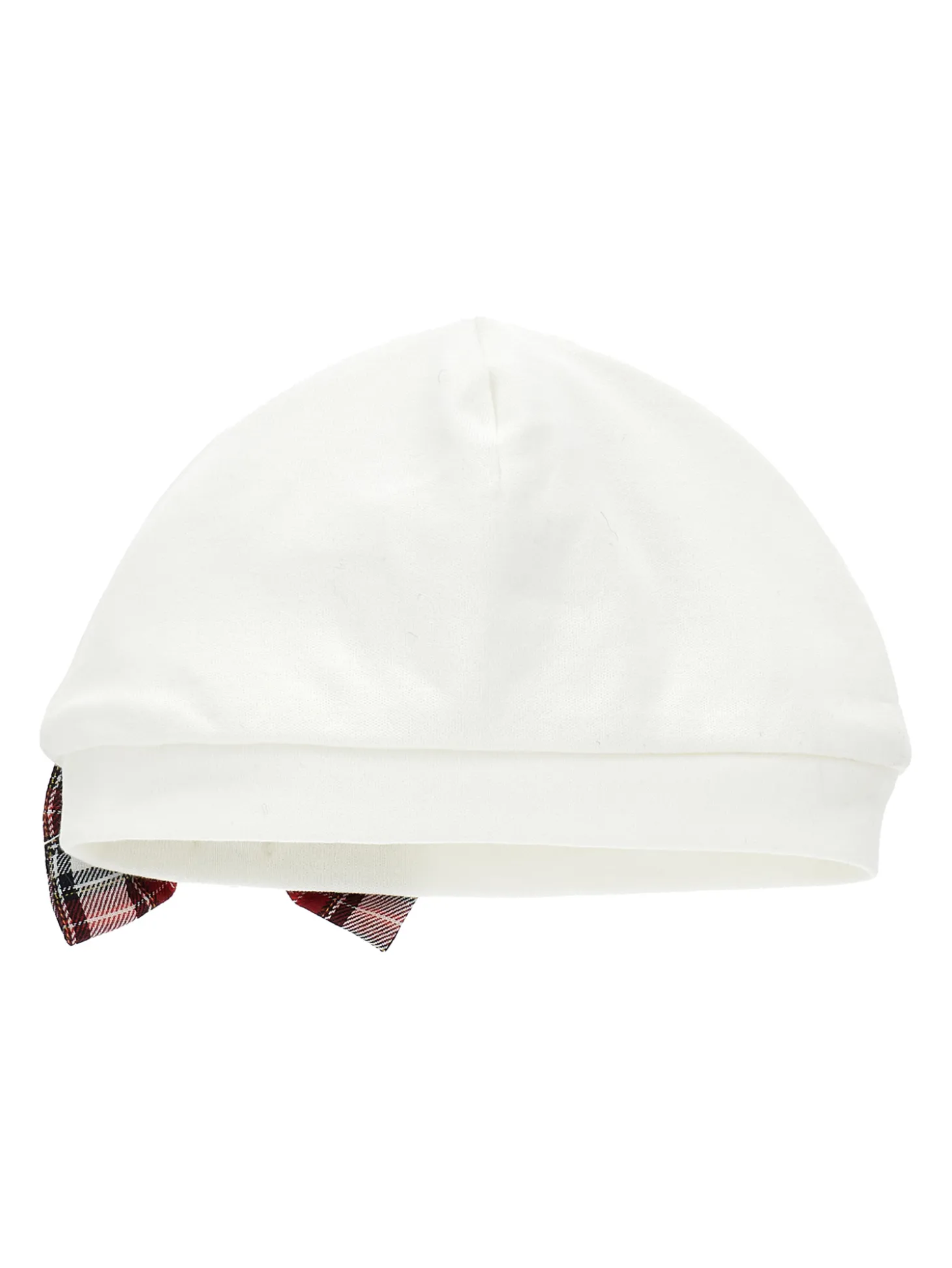 Cuffietta jersey con fiocco tartan