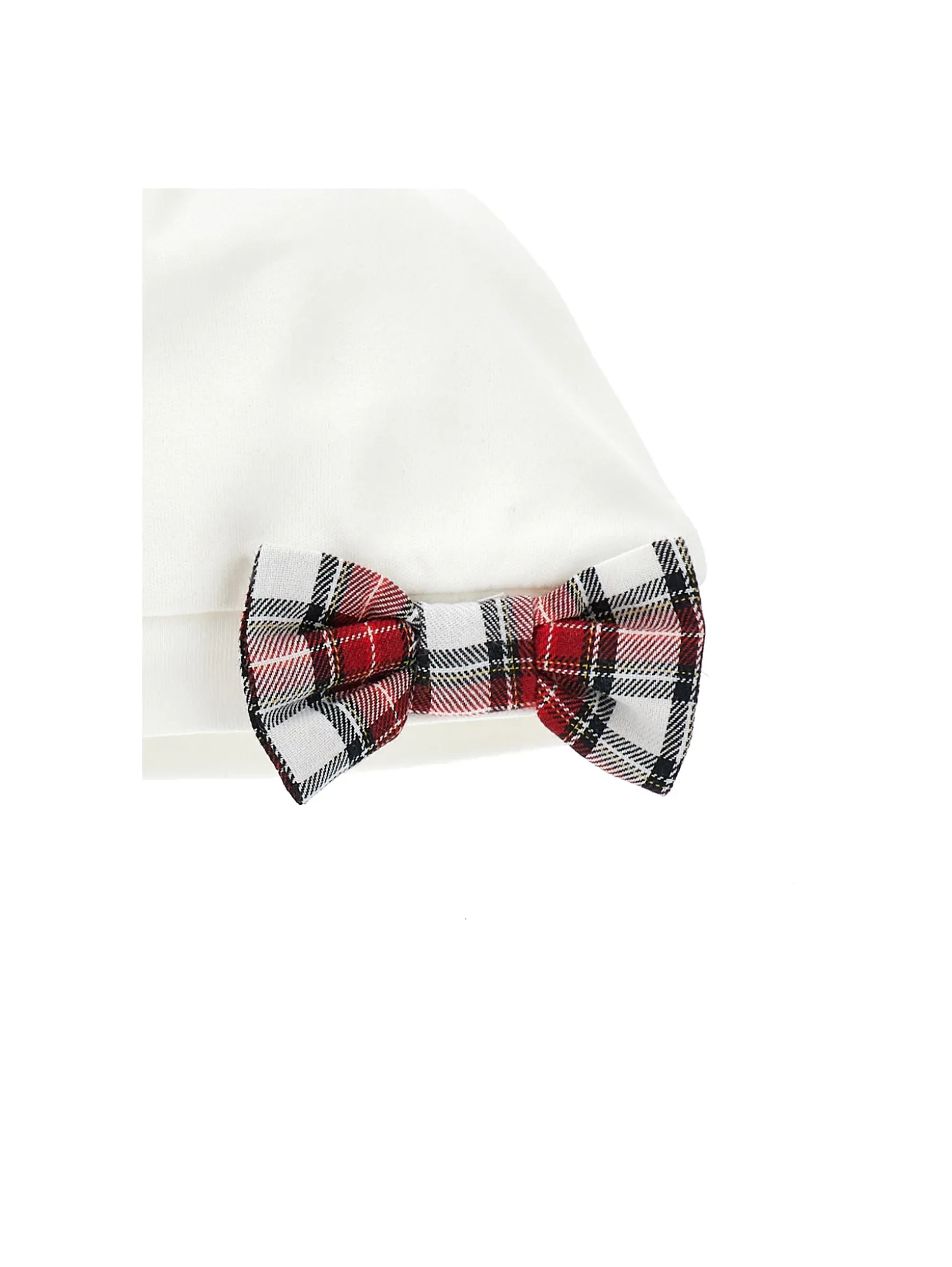 Cuffietta jersey con fiocco tartan
